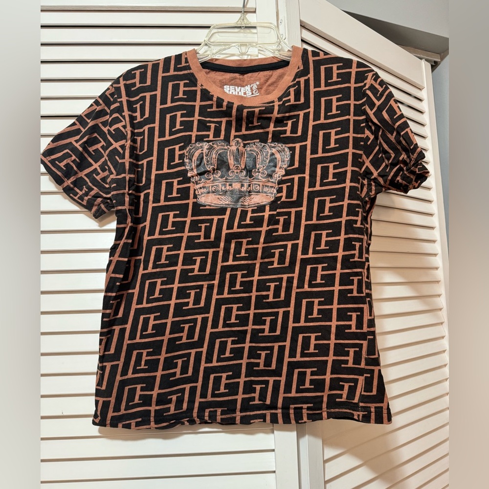 Seven Souls Savage Crown Graphics Brown T-Shirt Boy Size 14/16